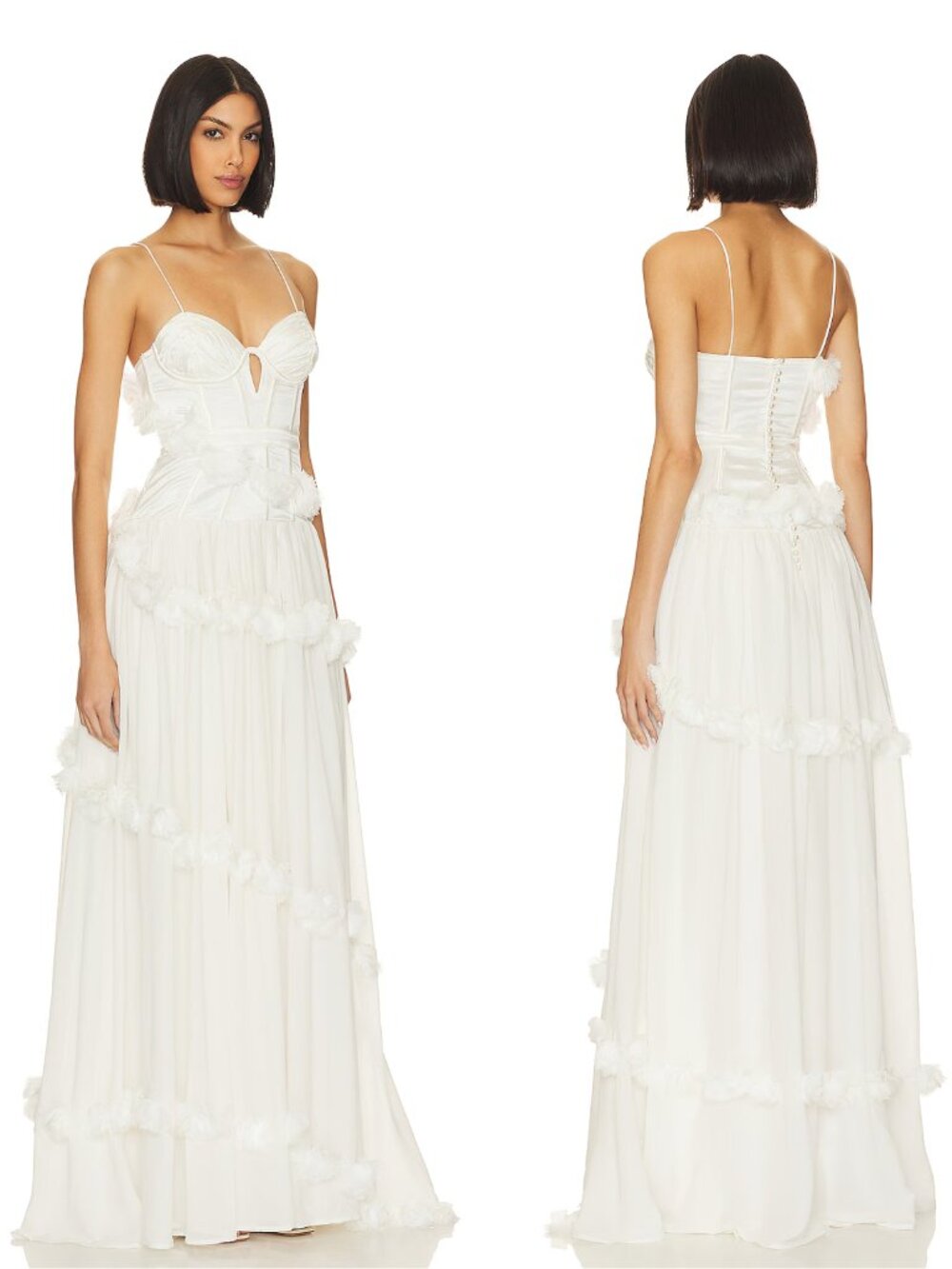 For Love And Lemons Ivory Olivia Bustier Ruffle Bridal Weddig Gown